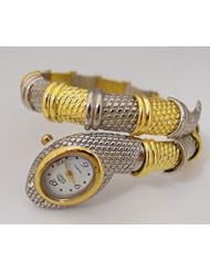 Viliysun- Gold&Sliver Fashion Luxury High Quality Women Stainless Steel Snake Bracelet Quartz Wrist Analog Watch GUS-2