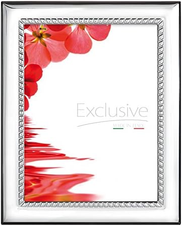 STERLING SILVER Picture Frame and Personal MIRROR. Wood Back. Made in ITALY (8 x 10)