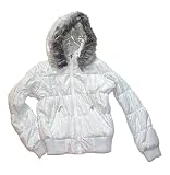 Girls Sateen Puffer Jacket with Faux Fur Trimmed Hood