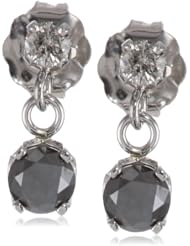 14k White Gold Black and White Diamond Dangle Earrings (1/2 cttw, L-M Color, I2-I3 Clarity)