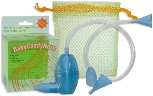 BabyComfyNose Nasal Aspirator BLUE With Extra Nose Tip and Mouth Piece | #1 Tested Snot Sucker Gift, Baby, NewBorn, Child