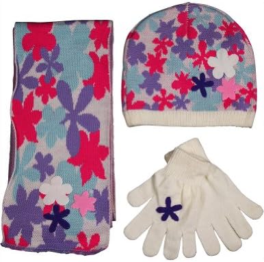 Fashion Cuties - Little Girls' Hat Scarf and Glove Set Fits 4-6X, Lavender, Multi 33807-Fitssizes4/6x