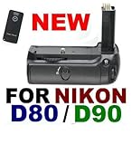 NEW! Battery Grip for NIKON D80 D90 Cameras w/ IR Remote Controller