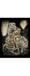 Gold Foil Engraving Art Meerkats