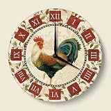 Majestic Rooster Decorative Wood Wall Mantel Clock