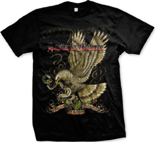 Hasta La Muerte Mens Mexico T-shirt Mexican Eagle Snake And Cactus Patria Libertad Cultura Design Tee ShirtB005F5MB02