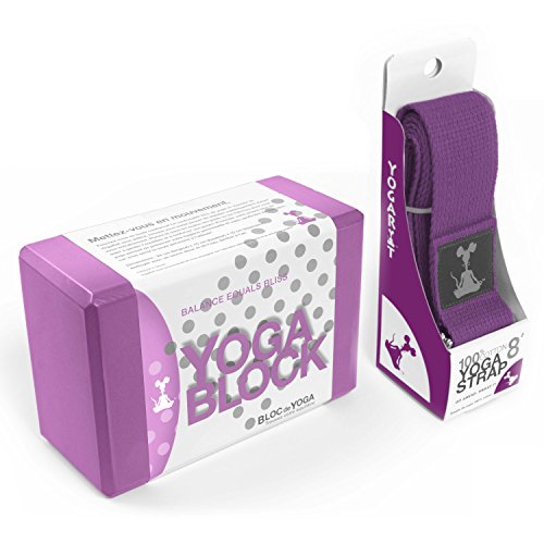 YOGA BLOCK & YOGA STRAP COMBO PACK: High quality 100% cotton yoga strap (1.5