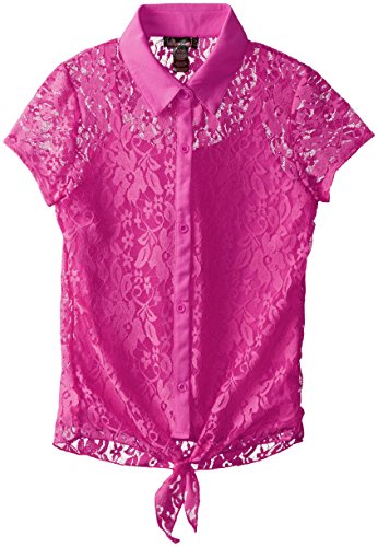 Dream Star Big Girls' Lace Shirt with Layering Tank