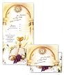 100 Quad-Fold First Communion Invitations in English (Made in Italy), with Envelopes, 5.5" x 3.5"