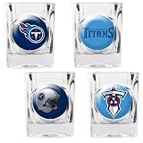 NFL Tennessee Titans Four Piece Square Shot Glass Set (Individual Logos)