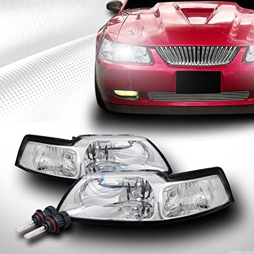6000K HID BI-XENON W/CHROME CRYSTAL HEAD LIGHTS LAMPS SIGNAL 99-04 FORD MUSTANG