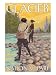 Women Fly Fishing, Glacier National Park, Montana Giclee Poster Print