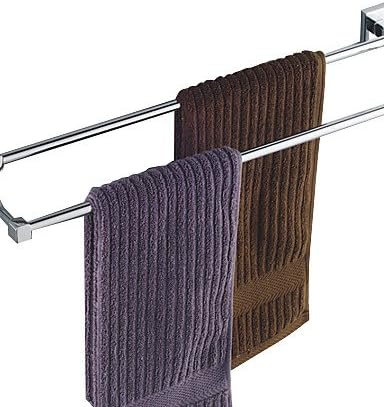 Contemporary Chrome Finish Brass Square Base Towel Rack