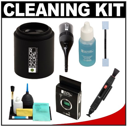 Delkin Devices Sensor Scope Sensor Cleaner with DigitalDuster Refills + Lens Cleaning Kit for Nikon, Canon, Pentax, Olympus & Sony Alpha Digital SLR Cameras
