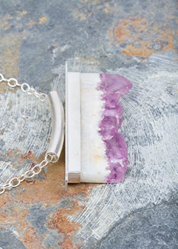 Flourite Pendant in Sterling Silver, Purple and white, crystal, Zen, fluorescent