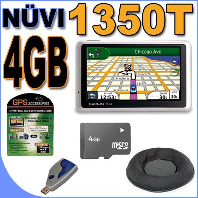 Garmin Nuvi 1350T 4.3-Inch Widescreen Portable GPS Navigator w/Integrated Traffic Receiver 4GB MicroSD BigVALUEInc Accessory Saver Bundle