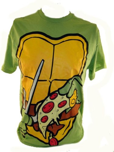  Teenage Mutant Ninja Turtles Mens T-Shirt -TMNT Uniform Front Print Image of Rafael on Turtle Green