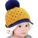 ベビー 帽子 キッズ 冬 帽子 赤ちゃん ニット帽子 可愛い 耳あて ハット 保温性 キッズ キャップ お祝い プレゼント お出かけ - イエロー