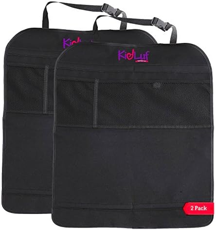 KidLuf Kick Mats, Car Kick Mats with Organizer - Premium Thick Waterproof Quality Seat Back Protectors - Extra Long Size with Adjustable Straps - Car Seat Back Protectors (2 Pack)