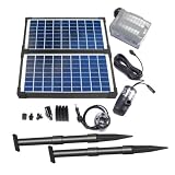Details zu "AT-20W-BL Beleuchtete Solar Teichpumpe 20 Watt mit Akku und 6 fach LED Ring, Hmax.: 1350l/h Fontainenh&ouml;he: 2,50m f&uuml;r Gartenteich oder Springbrunnen"
