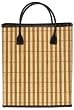 Split Bamboo Market Bag with Canvas Lining and Leatherette Handle and Trim 16" x 12" x 6 1/4"