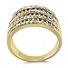 9ct Yellow Gold Ladies 7 Row Turban Ring Set with 0.5ct of Black and White Diamonds, Size - O