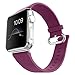 J&D Tech Modern Series Leather Strap Replacement Wrist Band with Metal Clasp Adapter for Apple Watch Series 1/2 / 3/4, 42mm - Fuchsia