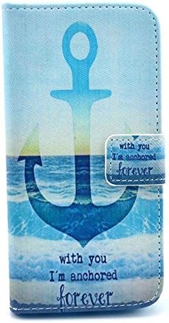 Vkied Apple 4.7" iPhone 6S 6 leather Case (Boat anchor ) Pattern Fashion Printing Wallet Cards Slots Flip Magnet Stand Leather Carry Case with Screen Protector and Cleaning Cloth