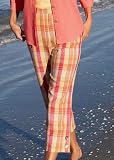 Plaid Linenweave Cropped Pants