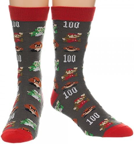 Brand New Mario Nintendo Sublimated Print Crew Sock Authentic Unisex