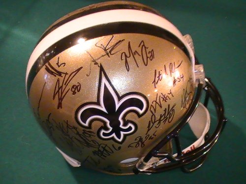 2011 NEW ORLEANS SAINTS TEAM SIGNED AUTOGRAPHED FULL SIZE REPLICA HELMET DREW BREES,MARQUES COLSTON,MARK INGRAM,MOORE