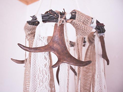 Natural Baby Nursery mobile with real reindeer antler