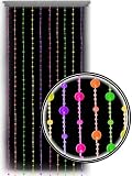 Beaded Curtain ~ Blacklight Reactive ~ Multi-Color Disco Ball Door Beads ~ Fits Standard Door Ways