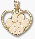 Kentucky Wildcats Heart with Paw and K Pendant - 14KT Gold Jewelry