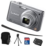 Panasonic Lumix FS 33 silber + Mega Zubehör (8GB + Tasche + 2Akkus + KFZ )