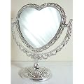 Antique Style Heart Shaped Silver Tone Magnifying Table Mirror 20cm