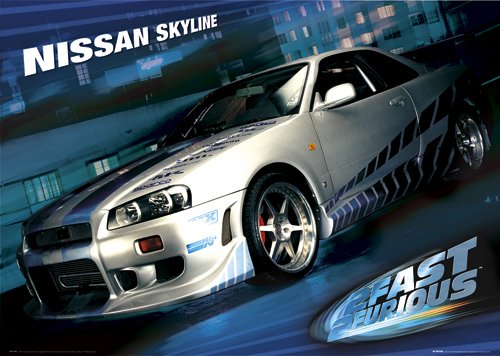 Empire 18083 2 Fast 2 Furious - Nissan Skyline, Auto-Poster ca. 91,5 x 61 cm