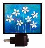Floral / Flower Night Light - Snowdrops on Blue - LED NIGHT LIGHT