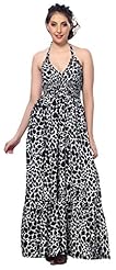 V-neck Leopard Print Halter Sleeveless Club Dress/Evening Dress/Party Dress 
