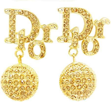 24k Gold Plated and Yellow Crystal Diamond Stud Earrings.