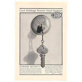 1928 Corbin Cylinder Lock and Key Supreme Security Print Ad