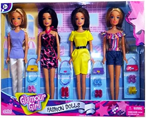 Chic Glamour Girl Fashion Dolls Set Of 4
