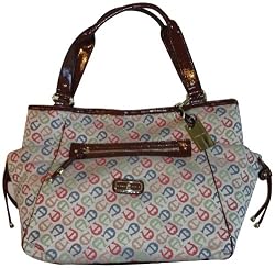 Women's Etienne Aigner Purse Handbag A Plus Logo Tote Sm Collection Bright Multi W/Saddle