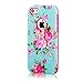 iPhone 5C Case, Tradekmk(TM) Brand New Cool Durable Hybrid 3-Piece Shockproof Bumper Hard Back Case Cover[Elegant Orchid Pattern] Compatible with Apple iPhone 5C[+Stylus+Screen Protector+Cleaning Cloth]-(Rose Red)