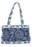 Eco 100% Cotton Oxford Blue Peony Daburu Flower/Shopper/Baguettes Handbag