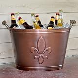 galvanized drink bucket-Fleur de Lis Bronze Beverage Tub
