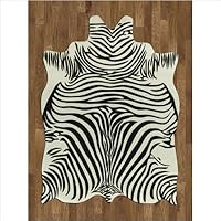 Animal Hide Zebra White / Black Novelty Rug - 5' x 7' Size: 5' x 7'
