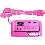 MERCURY マーキュリー 2m延長コード 4口コンセント 2口USBポート ピンク