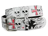 Snap On Skull with Iron Cross Flame Tattoo Ink Artwork Leather Belt Size: L 38 40 Color: White 51XMia1btIL. SL160 Snap On Skull with Iron Cross Flame Tattoo Ink Artwork Leather Belt Size: L 38 40 Color: White