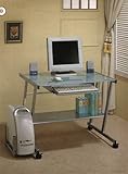 Coaster Modern Metal Computer Station Desk Table with Glass Top, Silver Fin ....